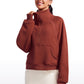 Fleece Lined Half Zip Hoodies Funnel Neck with Thumb Holes
