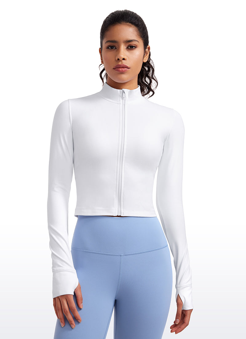 Butterluxe Full Zip Cropped Jackets with Thumb Holes
