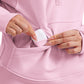 Fleece Lined Half Zip Hip-Length Hoodies Funnel Neck with Thumb Holes