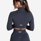 Scrunch Seamless Crop 1/2 Zip - Midnight Blue