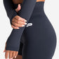Scrunch Seamless Crop 1/2 Zip - Midnight Blue
